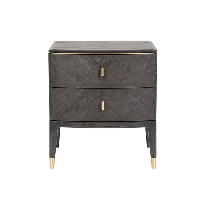 Putney Grey & Gold 2 Drawer Bedside Table Furniture 