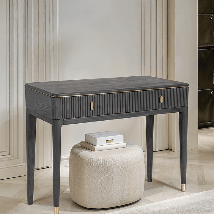 grey and gold dressing table Linra Grey Painted Dressing Table with LED Mirror and Storage