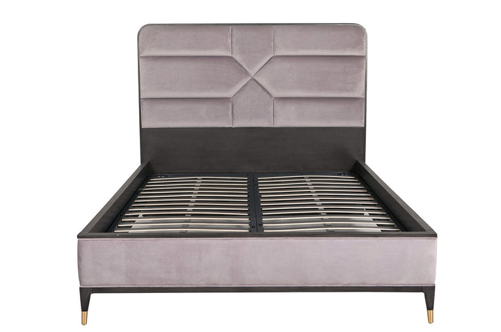 Putney Grey Velvet & Gold Luxury Bed MTO Beds and Headboards 