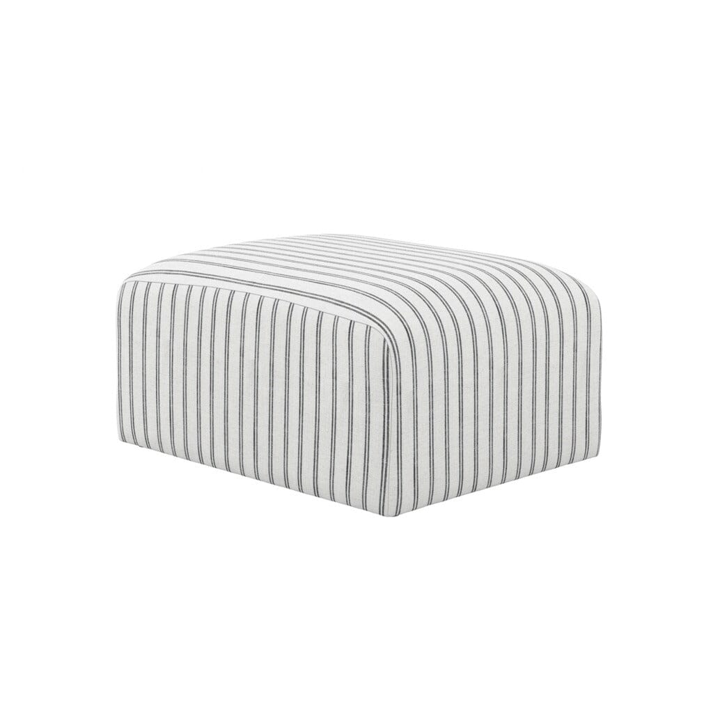 Quince Cream & Charcoal Striped Pouffe Furniture 
