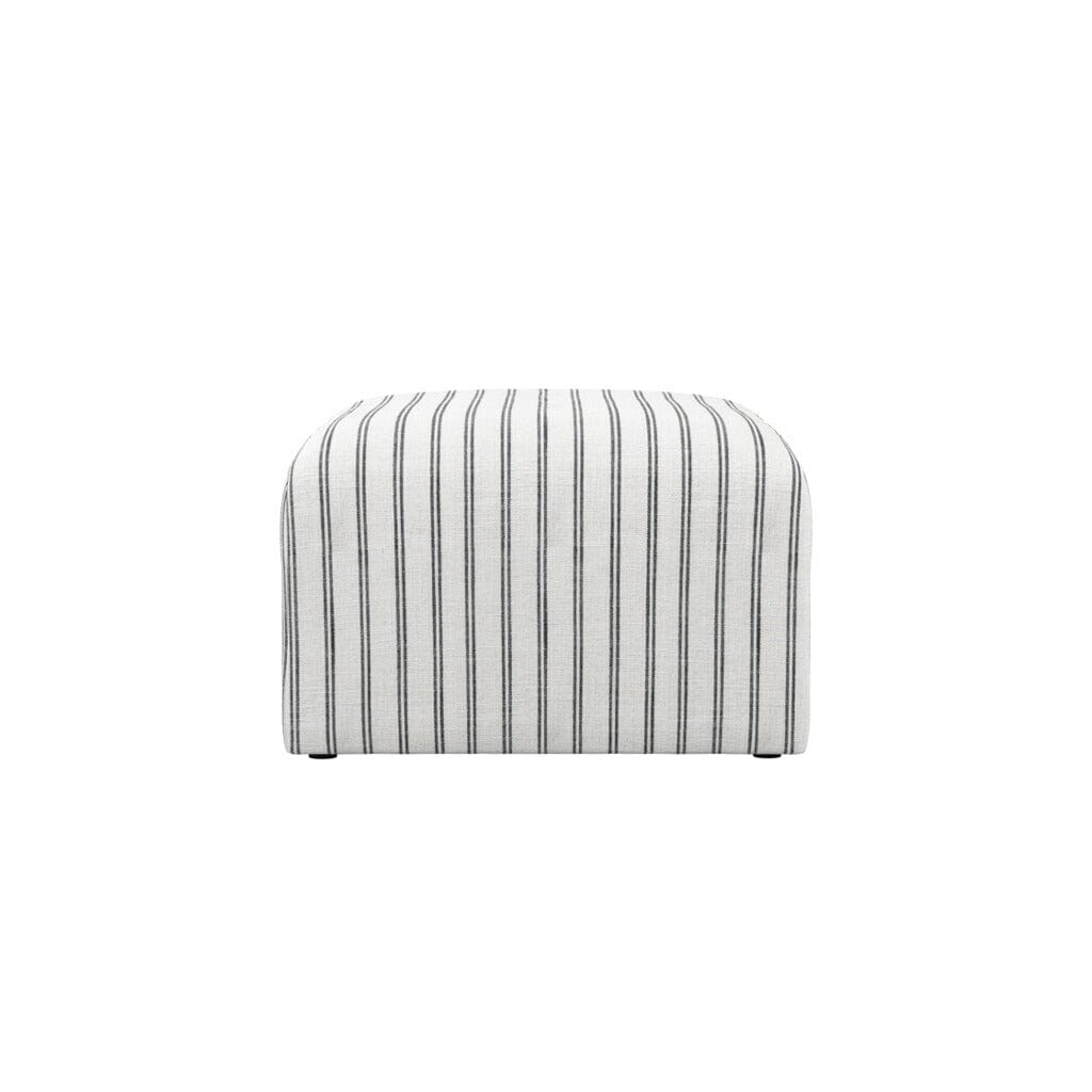 Quince Cream & Charcoal Striped Pouffe Furniture 