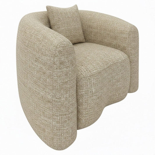 Ralph Sand Tweed Curved Armchair Sofa 