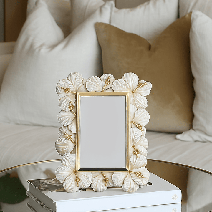Rania Cream & Gold Hibiscus Photo Frame Accessories 