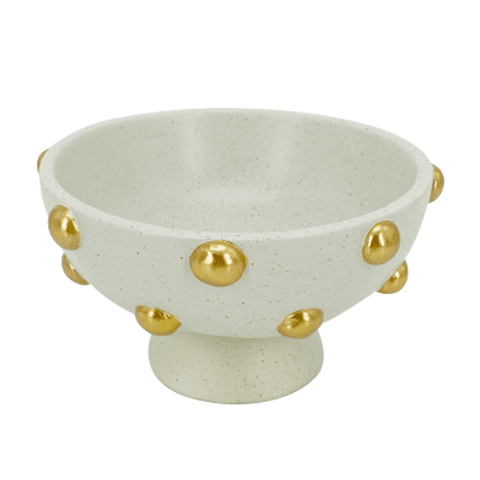Raya Cream & Gold Studded Decorative Bowl Accessories 