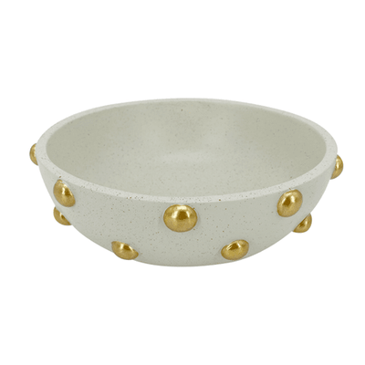 Raya Large Cream & Gold Studded Decorative Bowl Accessories 