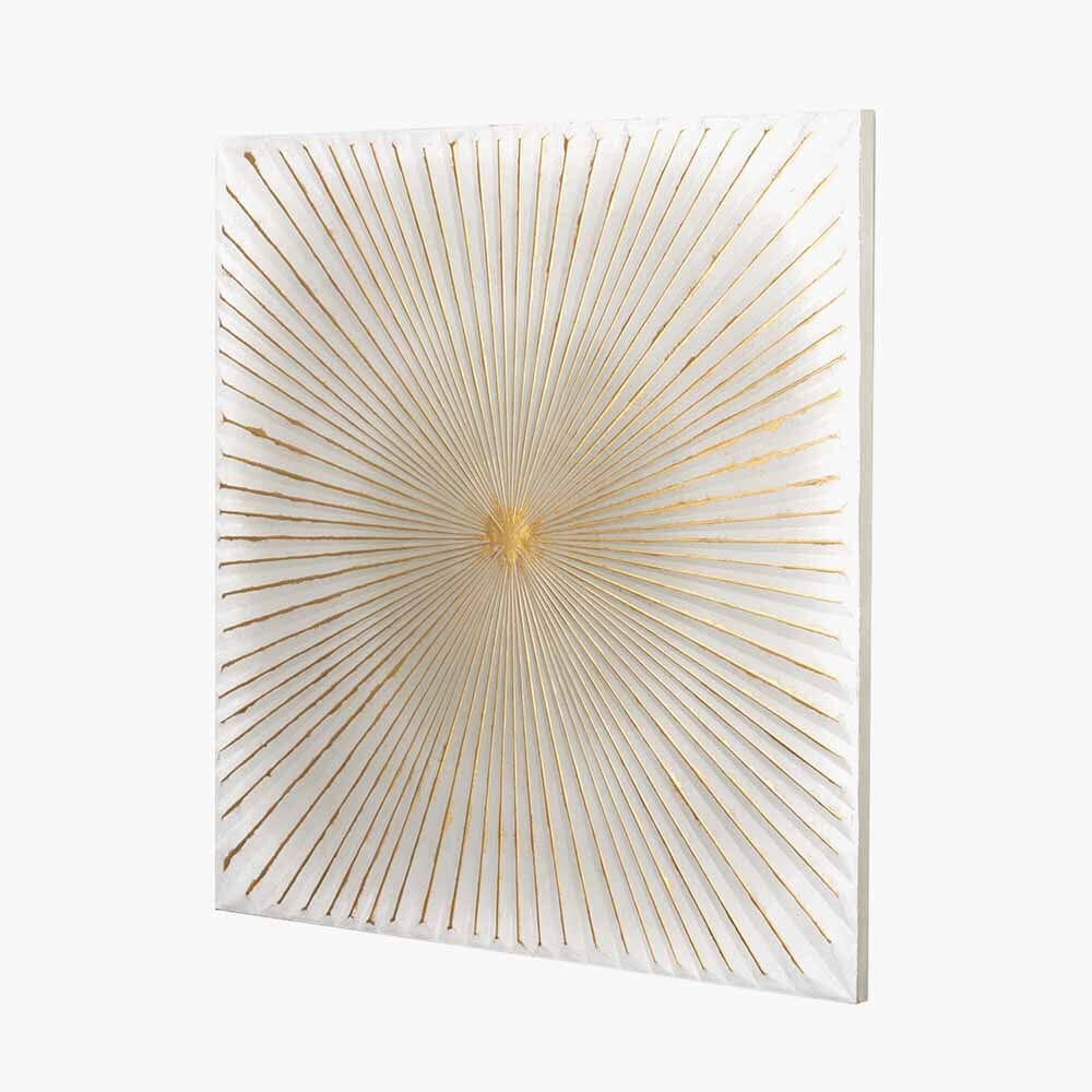 Raye White & Gold Sunburst Style Wall Art Accessories 