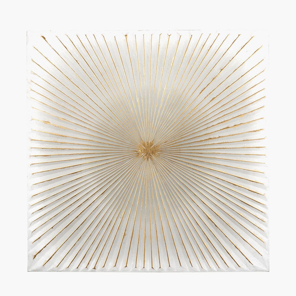 Raye White & Gold Sunburst Style Wall Art Accessories 