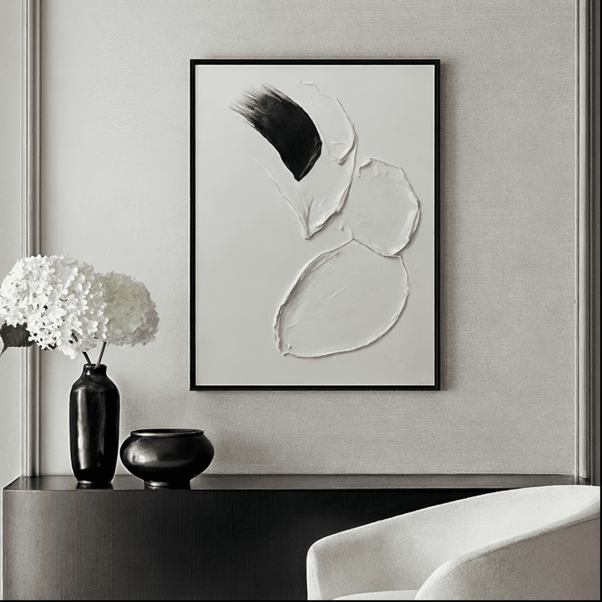 Regent Monochrome 3D Paint Stroke Effect Canvas Wall Art - I Accessories 