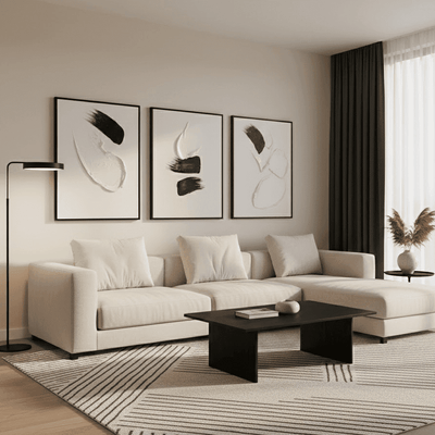 Regent Monochrome 3D Paint Stroke Effect Canvas Wall Art - Set of 3 