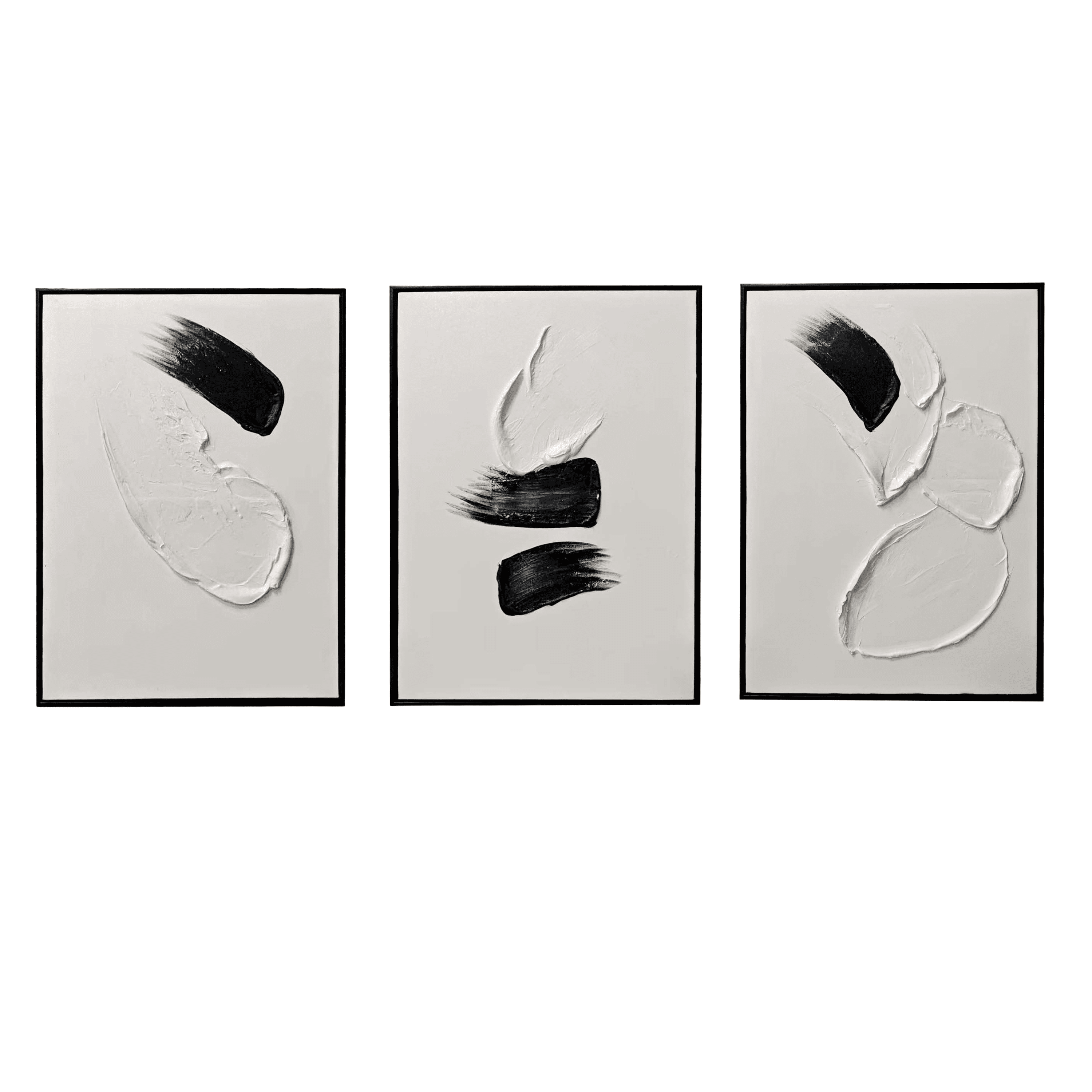 Regent Monochrome 3D Paint Stroke Effect Canvas Wall Art - Set of 3 Accessories 