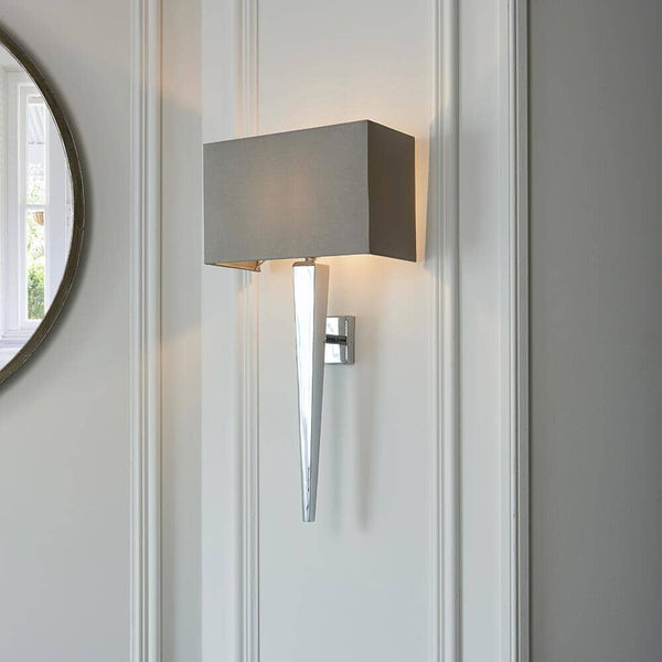 Reign Silver Wall Light With Neutral Shade Lighting 