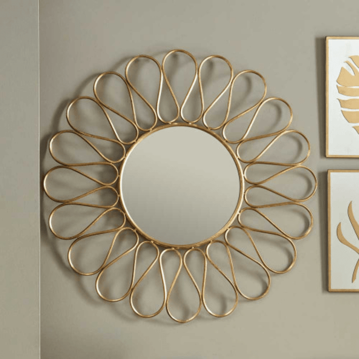 Reims Gold Petal Round Wall Mirror Accessories 