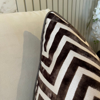 Reverie Chocolate Geometric Cushion - 56 x 56cm Textiles 