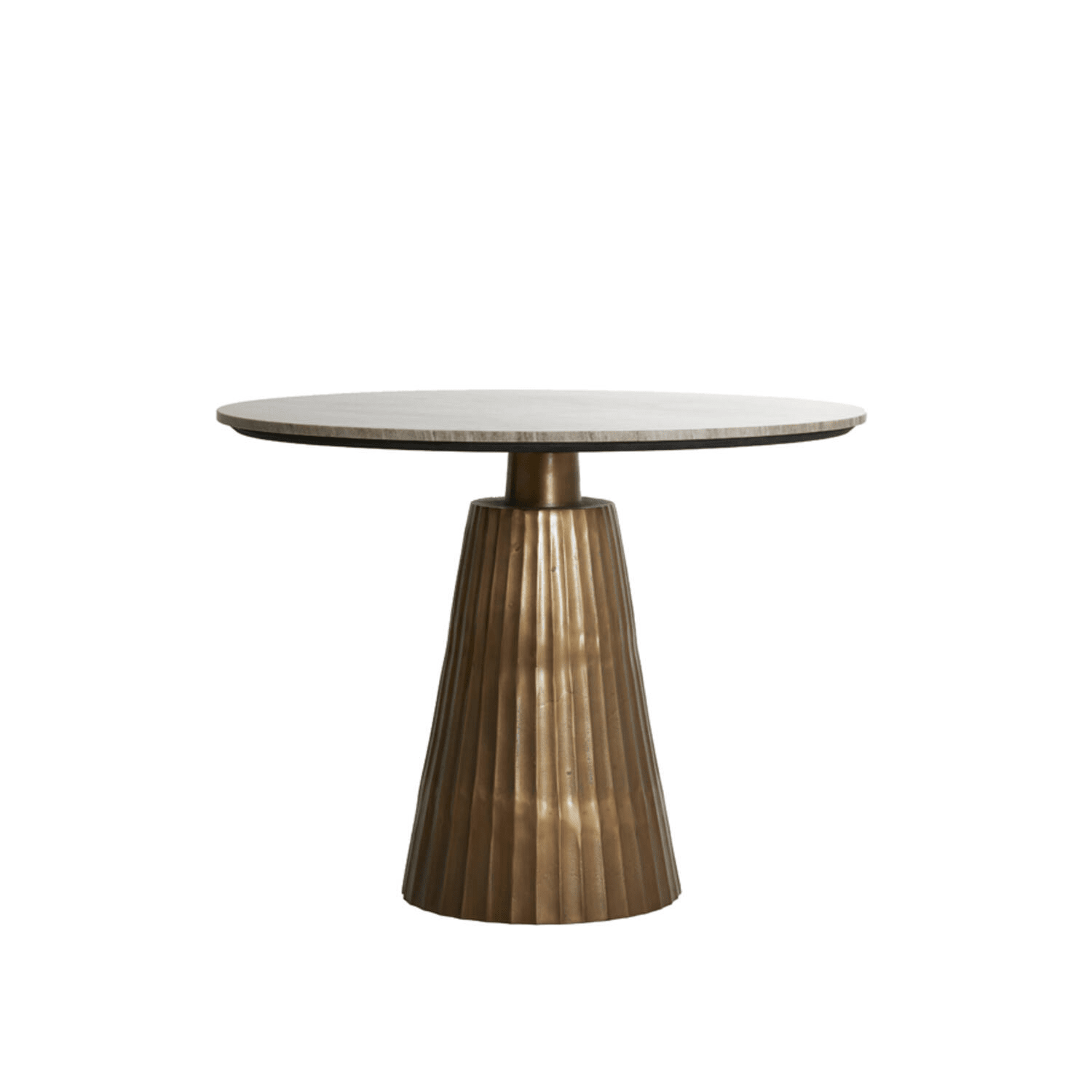 Marble Ribbed Table Rezina Antique Bronze Ribbed Round Dining Table with Taupe Marble Top ...