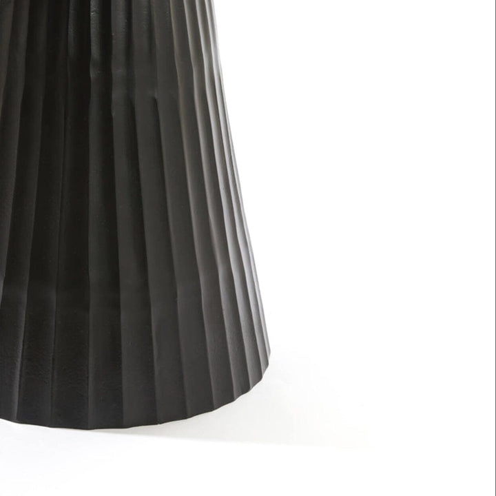 Rezina Matt Black Ribbed Round Dining Table with Taupe Marble Top Furniture 