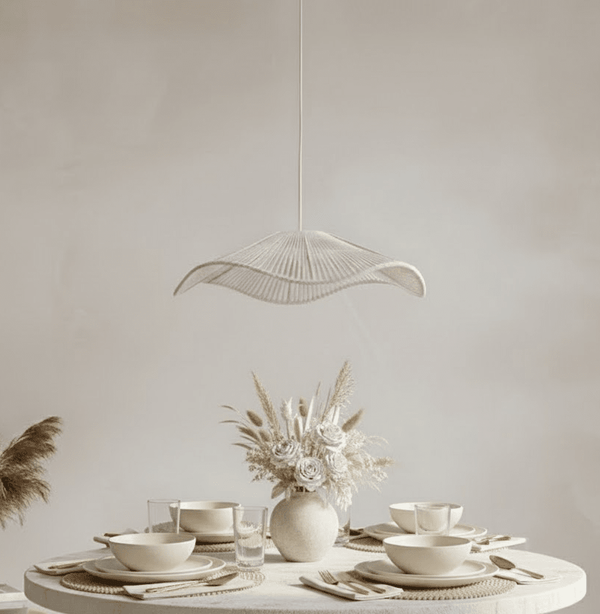 Rhia Cream Woven Wavy Ceiling Light Lighting 