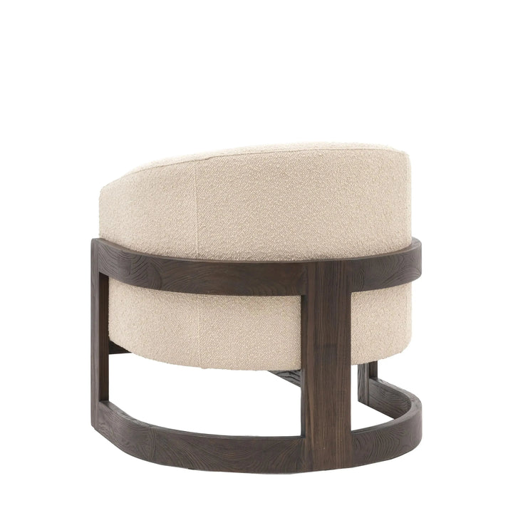 Richmond Neutral Boucle Curved Chair with Walnut Detailing Furniture 