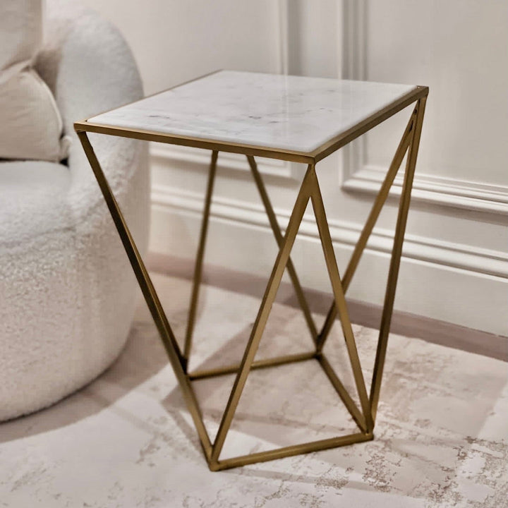 Rion Gold & Marble Side Table Furniture 
