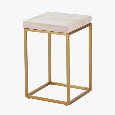 Robyn Beige Granite & Gold Square Side Table Furniture 