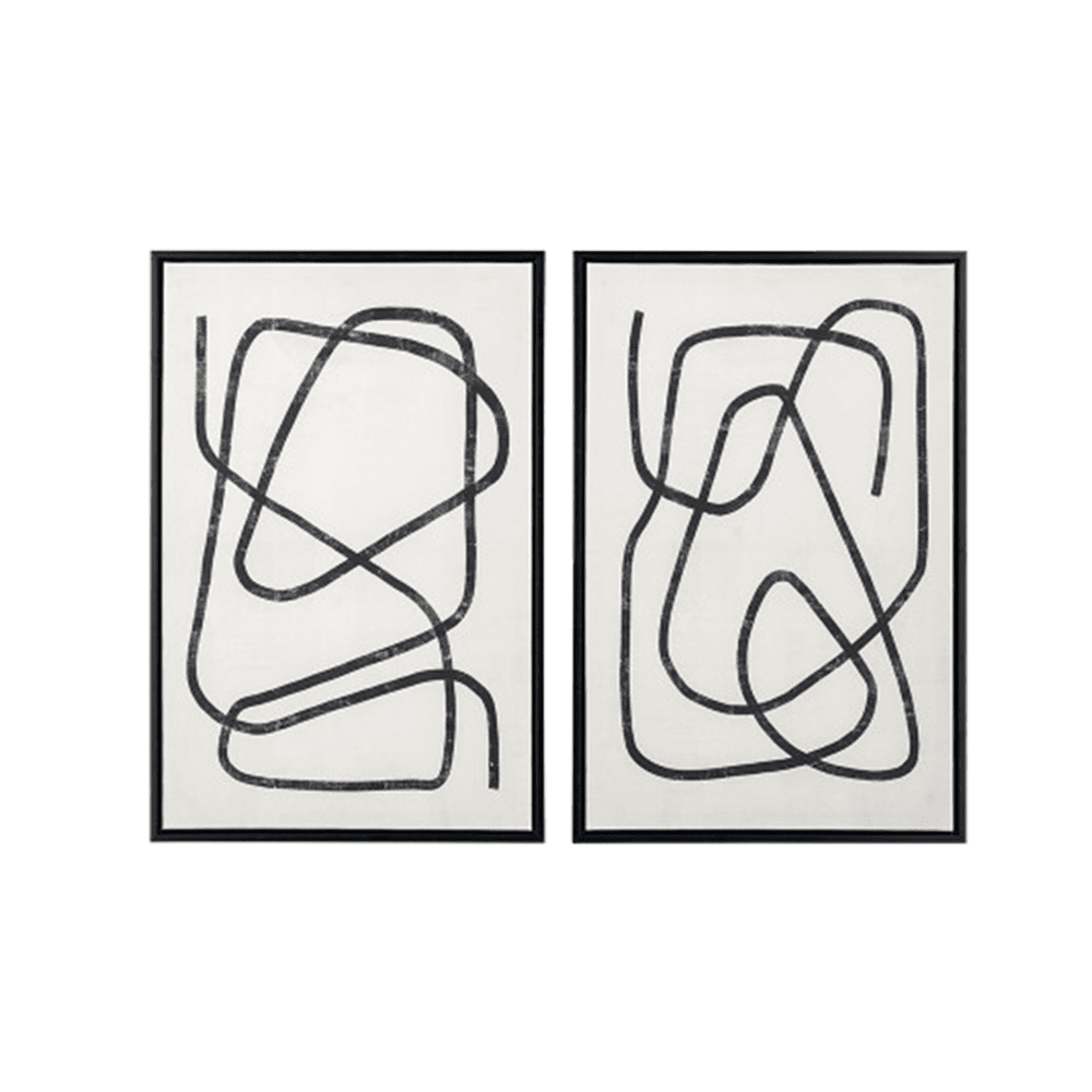 Robyn Black Squiggle Framed Canvas Wall Art - Set of 2 Accessories 