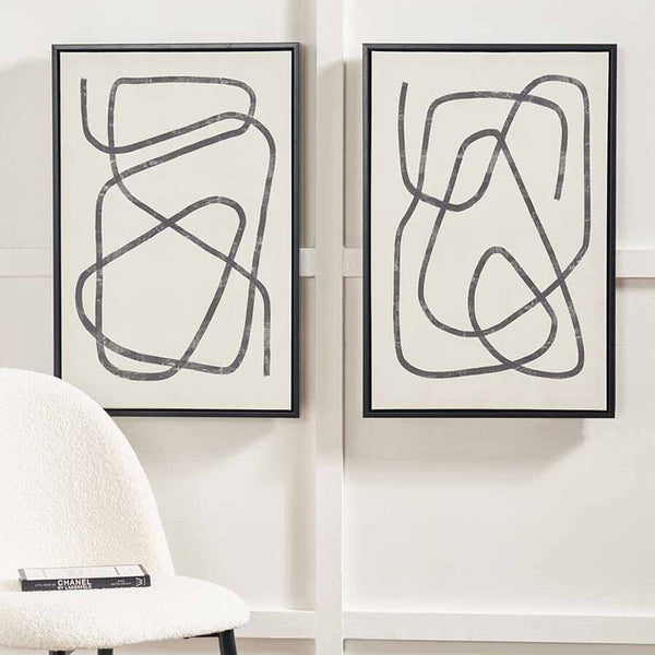Robyn Black Squiggle Framed Canvas Wall Art - Set of 2 Accessories 