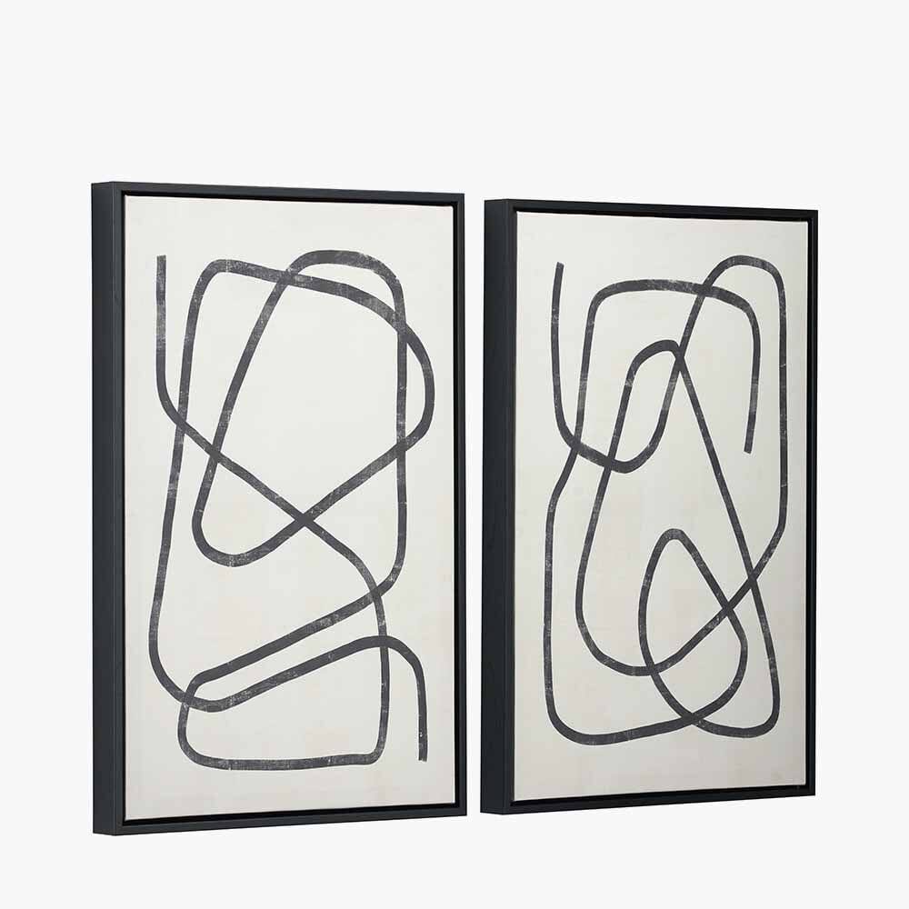 Robyn Black Squiggle Framed Canvas Wall Art - Set of 2 Accessories 