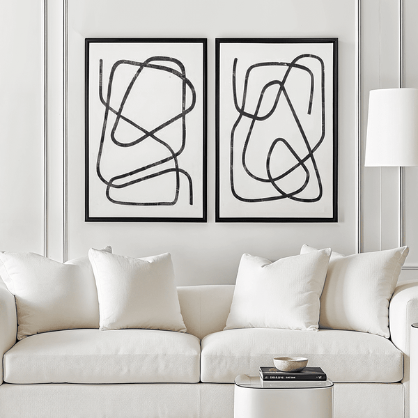 Robyn Black Squiggle Framed Canvas Wall Art - Set of 2 Accessories 