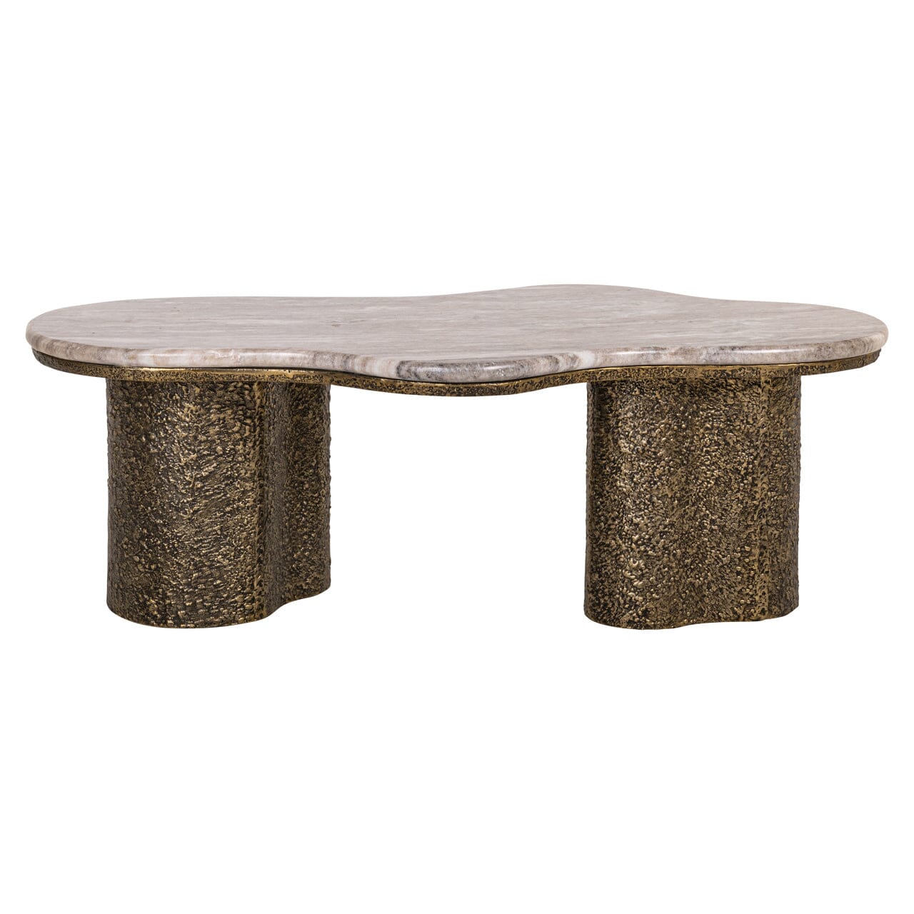Rolter Neutral Marble Coffee Table with Brushed Brass Base Furniture 