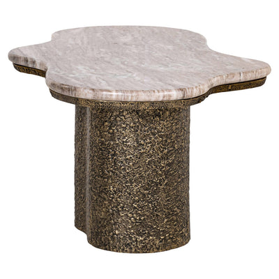 Rolter Neutral Marble Coffee Table with Brushed Brass Base Furniture 