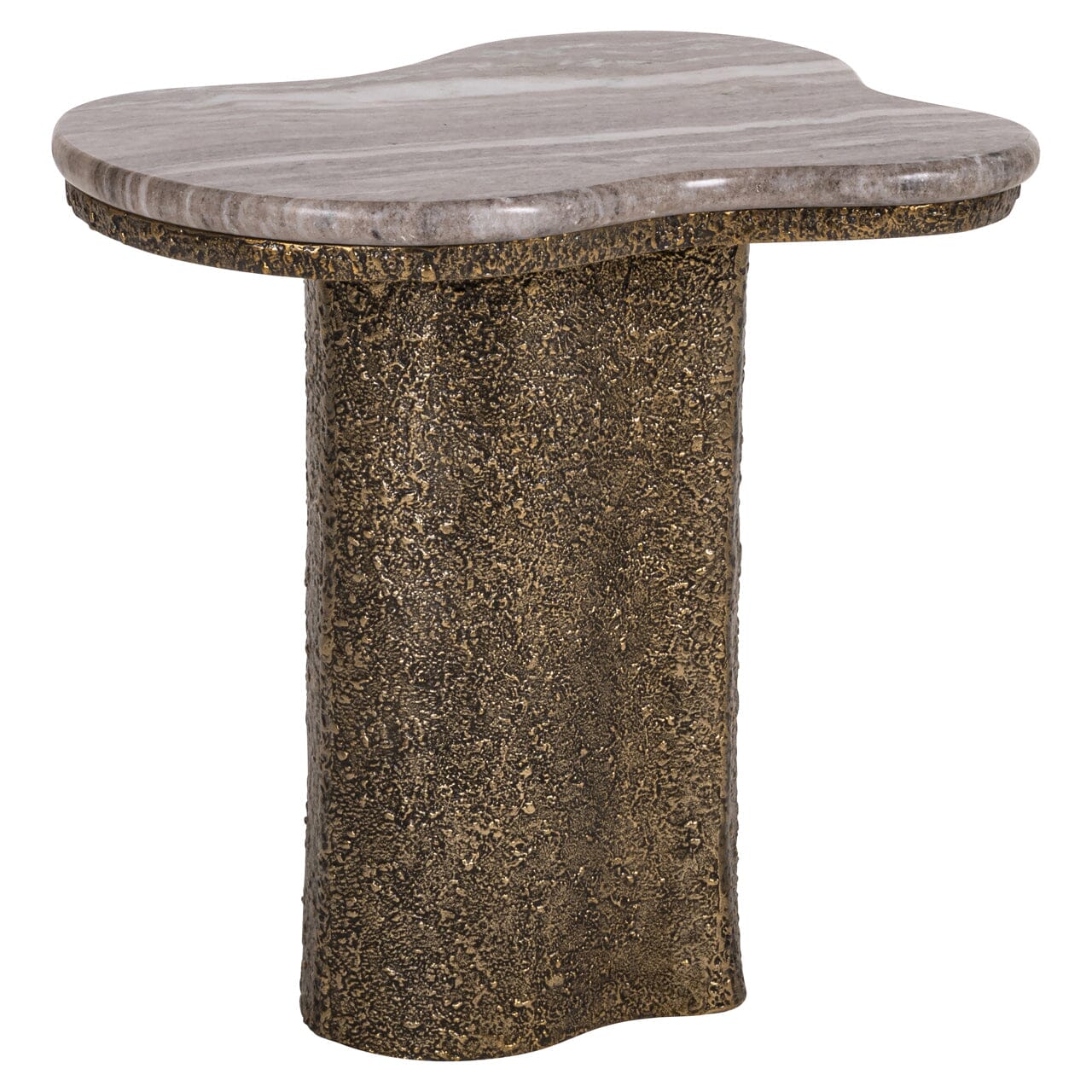 Rolter Neutral Marble Side Table with Brushed Brass Base Furniture 