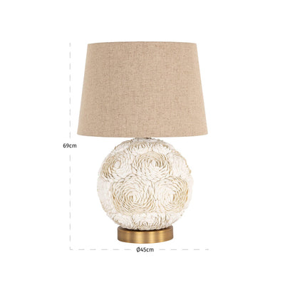 Roma Cream 3D Floral Round Table Lamp with Linen Shade Lighting 