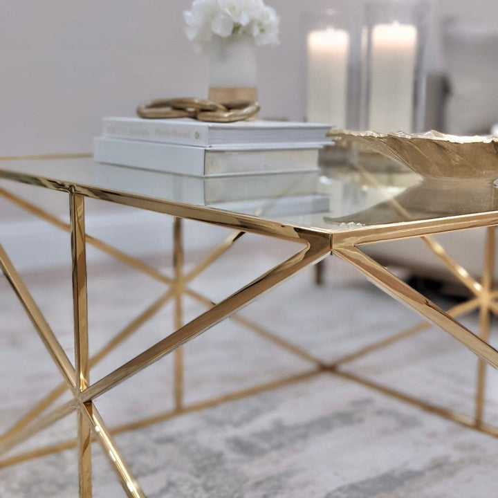 Romaro Premium Abstract Gold Coffee Table Furniture 