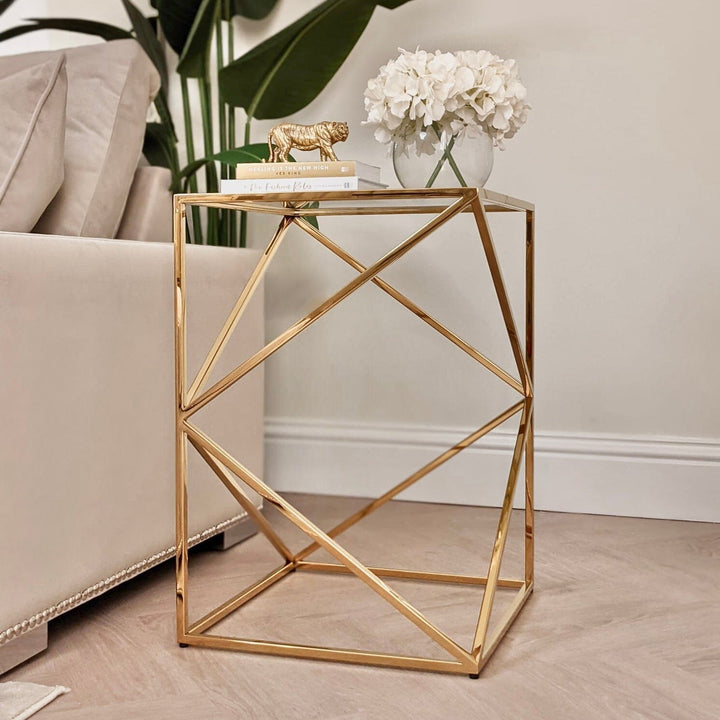 Romaro Premium Abstract Gold End Table Furniture 