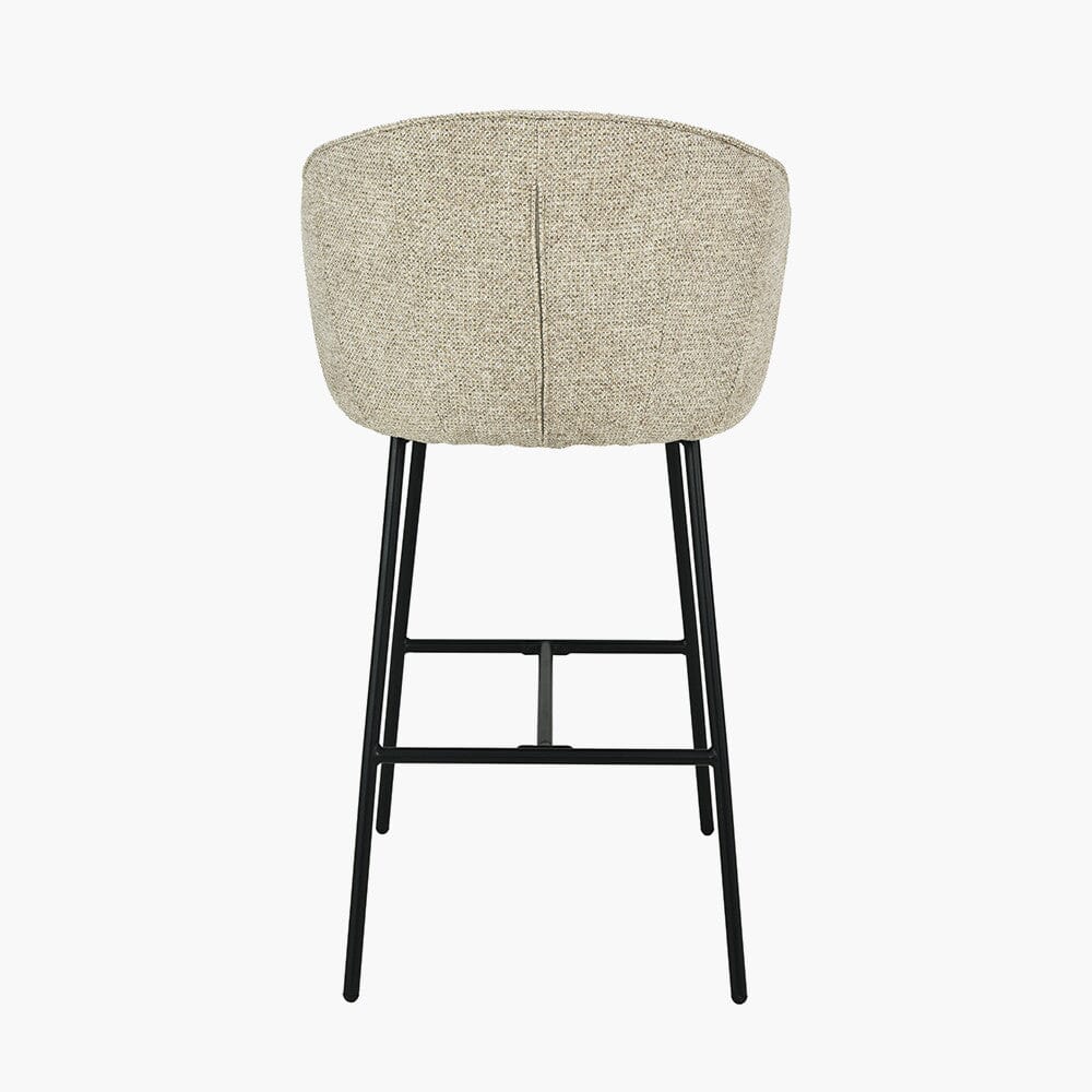 Romy Mocha Textured Chenille Bar Stool with Black Legs Furniture 