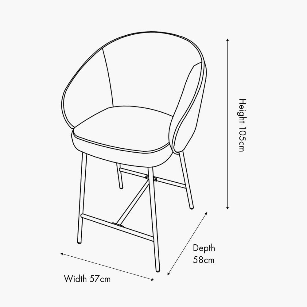 Romy Mocha Textured Chenille Bar Stool with Black Legs Furniture 