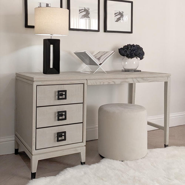 Rosa White Wash Oak Veneer 3 Drawer Desk Furniture 