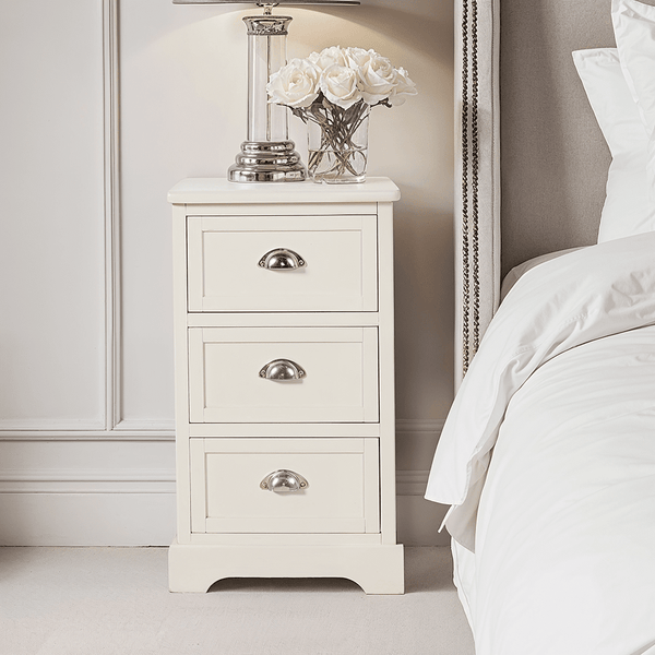 Rosanna Cream Wooden 3 Drawer Bedside Table Furniture 