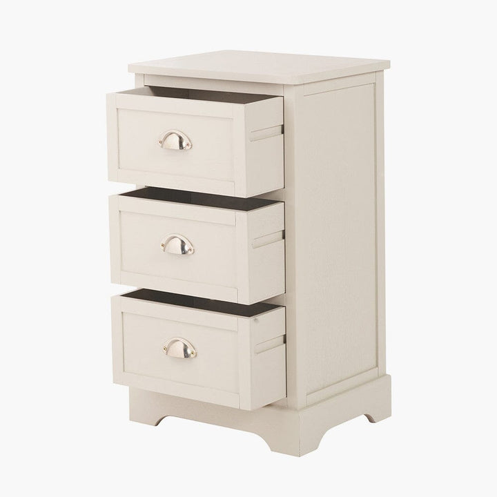 Rosanna Cream Wooden 3 Drawer Bedside Table Furniture 