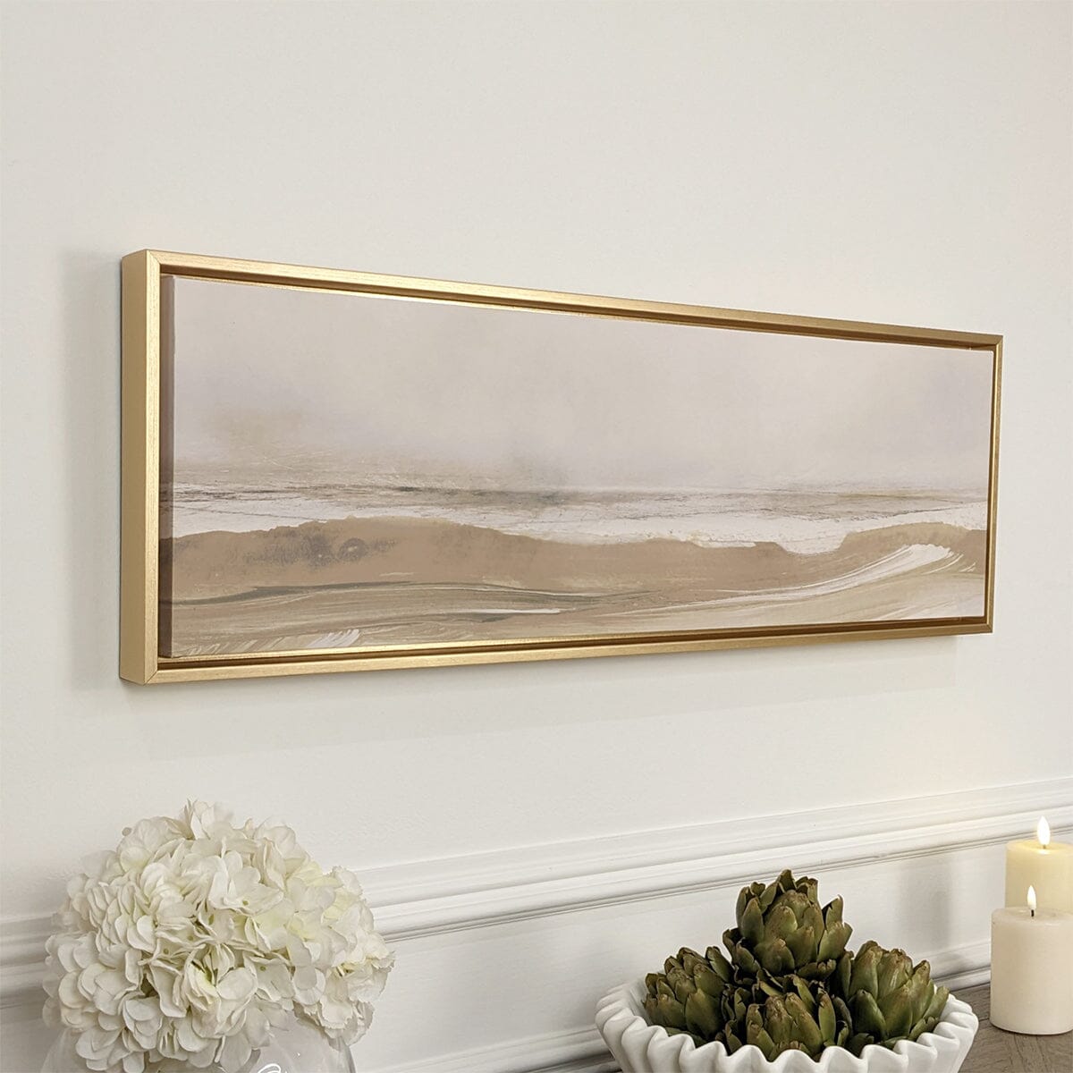 Rosanna Gold Framed Neutral Abstract Canvas Wall Art - 90x30cm Accessories 