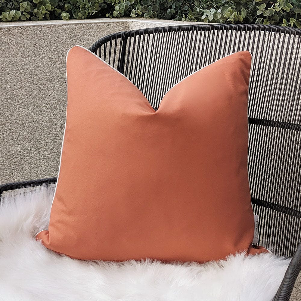 Rust Outdoor Cushion with Cream Piping - 43 x 43cm Accessories 