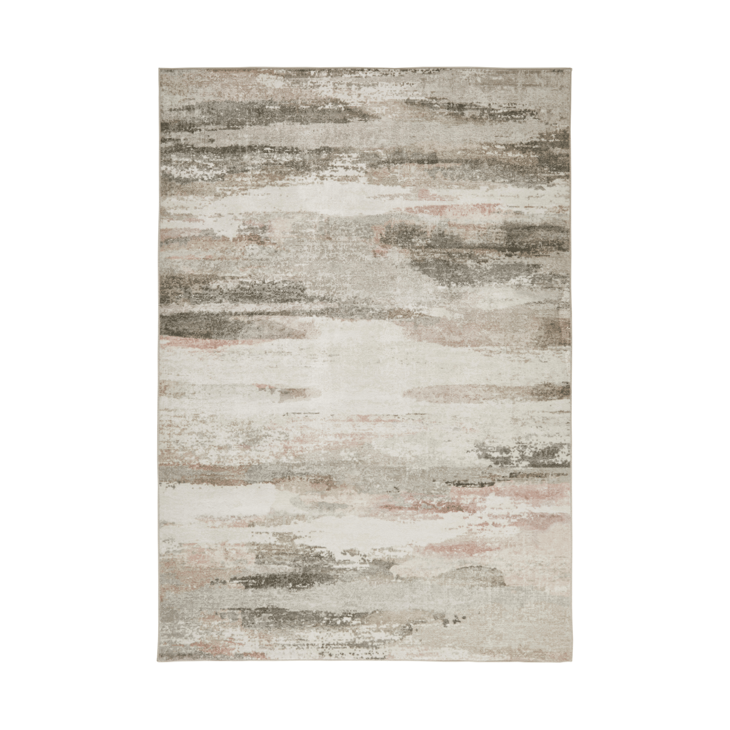 Ryston Washable Beige Abstract Rug 