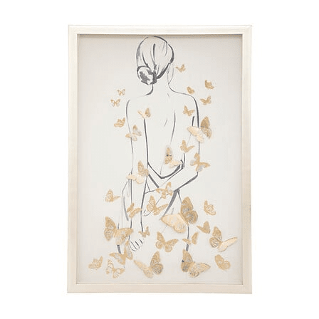 Sabria Gold Butterfly with Female Pose Framed Wall Art- 40x60cm Accessories 