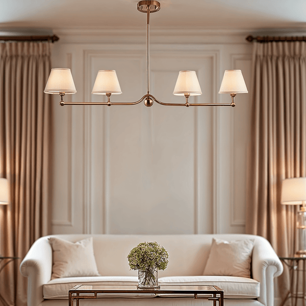 Sabrina Brushed Brass 4 Light Linear Pendant Ceiling Light Lighting 