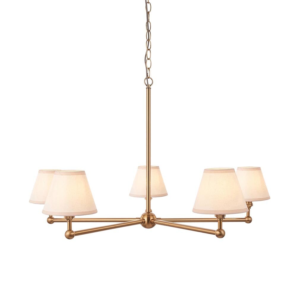 Sabrina Brushed Brass 5 Light Pendant Ceiling Light Lighting 