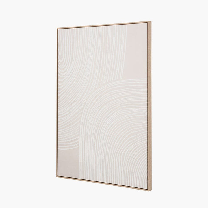 Sadie Natural & White Abstract Canvas Wall Art with Wooden Frame Accessories 