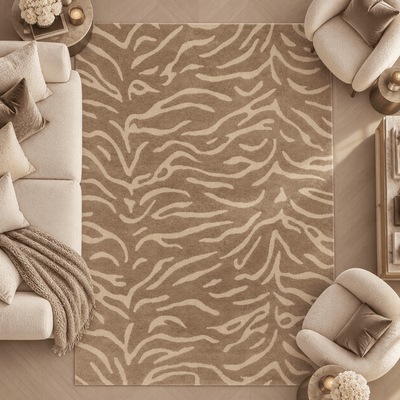 Sahara Taupe Tiger Print Rug Textiles 