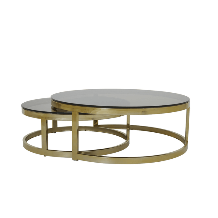 Samara Gold & Tinted Glass Nested Coffee Tables 