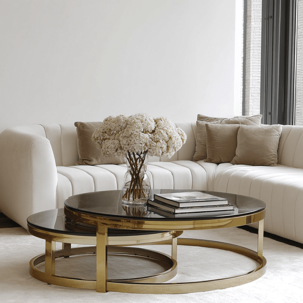 Samara Gold & Tinted Glass Nested Coffee Tables 