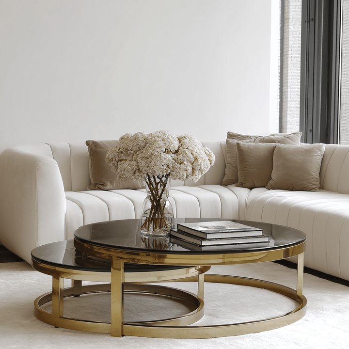 Samara Gold & Tinted Glass Nested Coffee Tables 