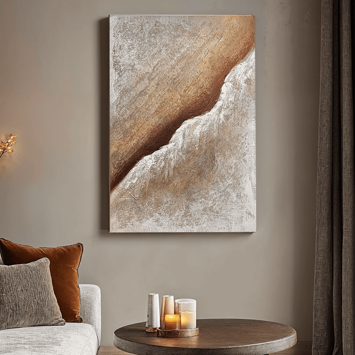 Sanctuary Neutral Textured Abstract Canvas Wall Art Accessories 